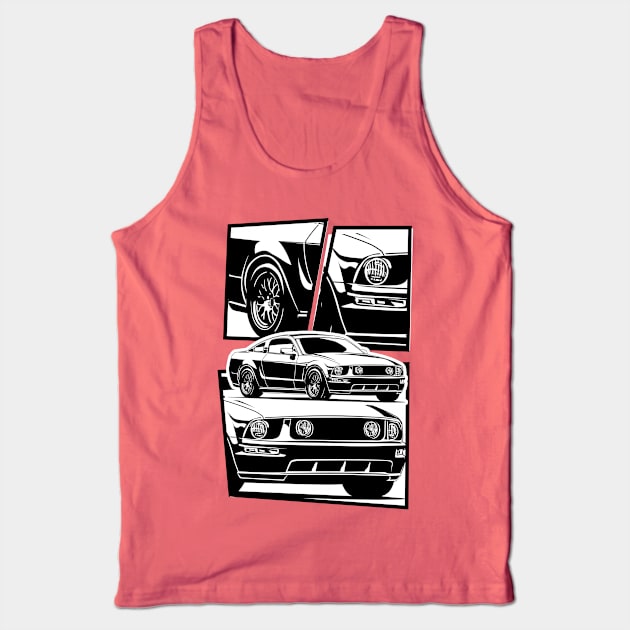 Ford Mustang pony GT 2005 illustration graphics Tank Top by ASAKDESIGNS